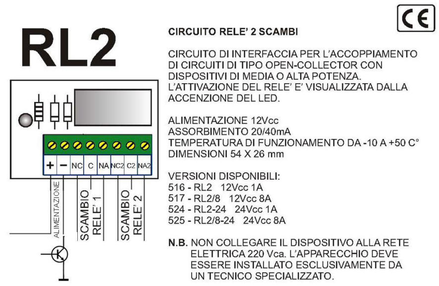 Schema Applicativo Relè Open Collector