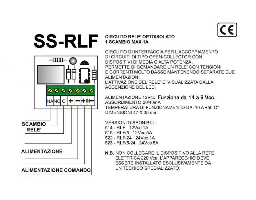 Schema del Relè Optoisolato 2 Scambi 8 A