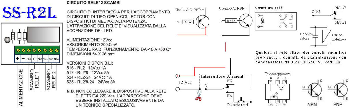 Relè 24 V. 2 scambi 8 H 24 V. Antincendio Securvera