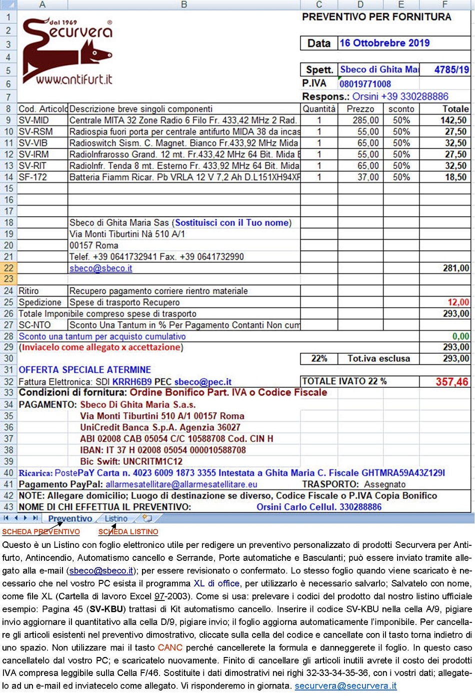 Preventivo Allarme Antifurto Automatismo Cancello Elettrico Securvera