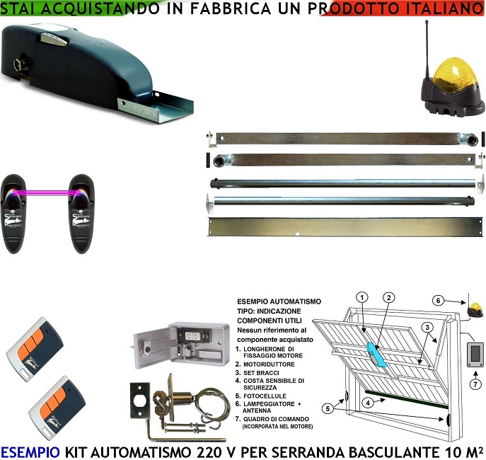Kit automatismo 220 V Basculante 10 M a Contrappesi Securvera
